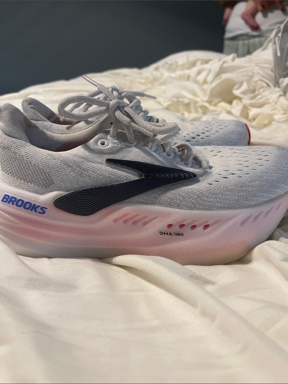 Brooks Women’s White with Pink Gradient Athletic Running Shoes